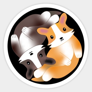 Kawaii Aesthetic Yin Yang Corgi Balance Symbol Sticker